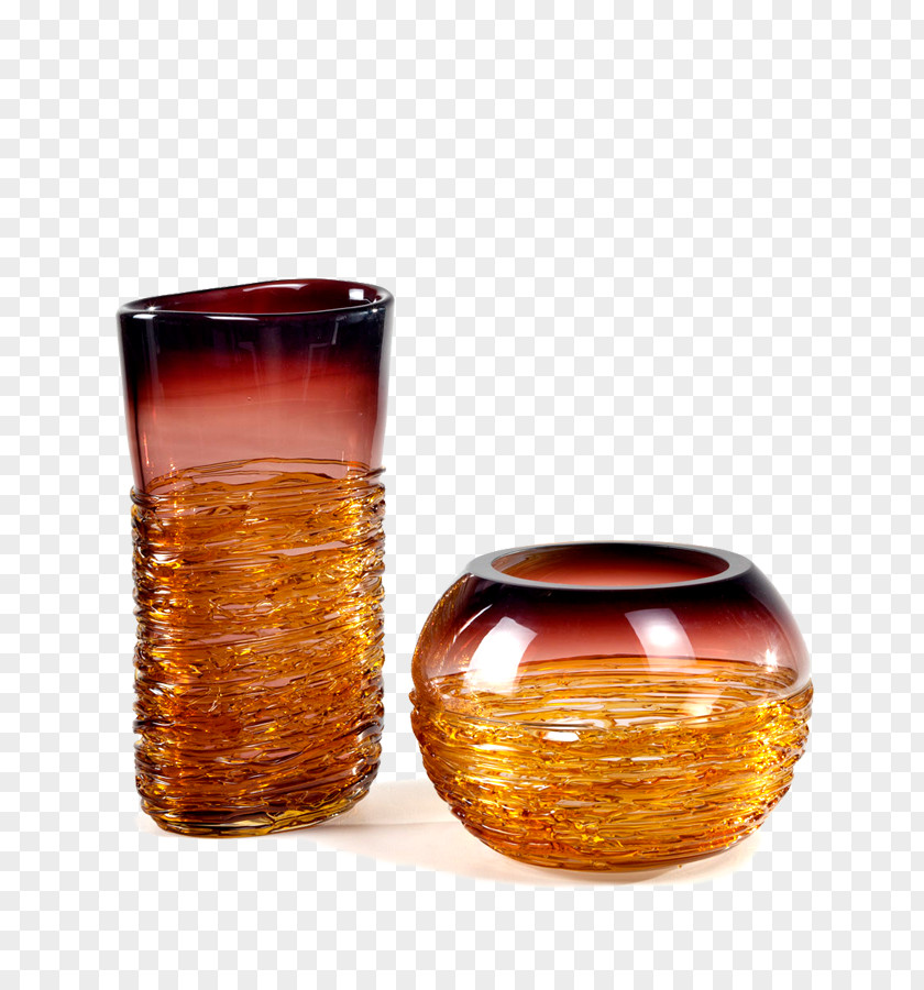 Glass Old Fashioned Vase Caramel Color PNG