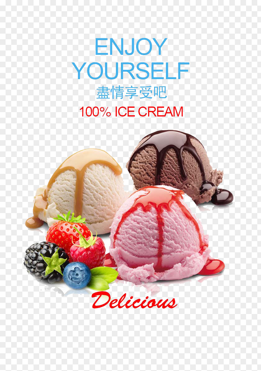 Ice Cream Poster Frozen Yogurt Gelato Milk PNG