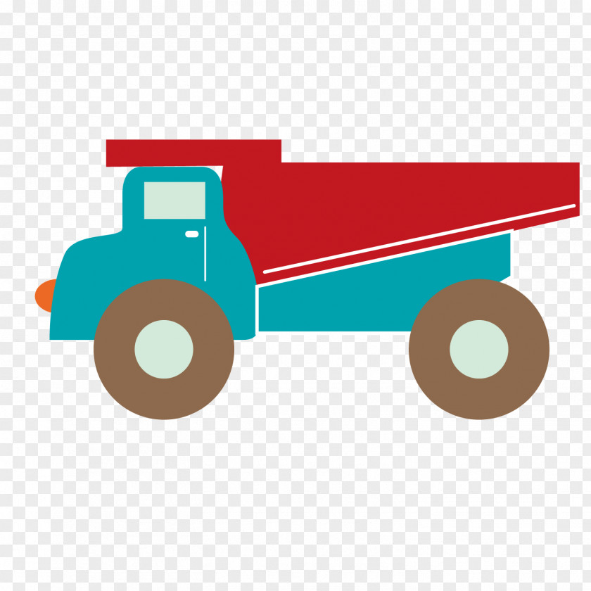 Vector Cartoon Dump Truck Flat PNG
