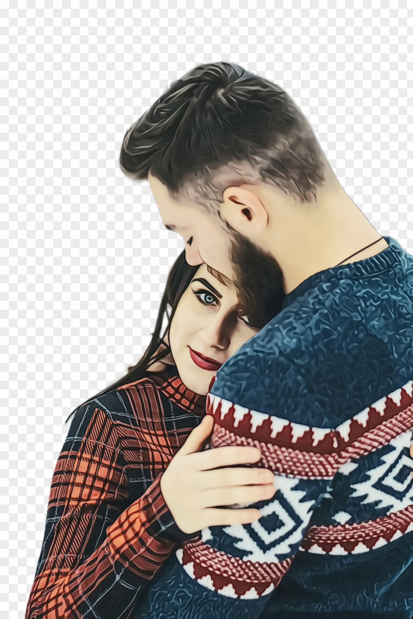 Black Hair Sweater Couple Cartoon PNG