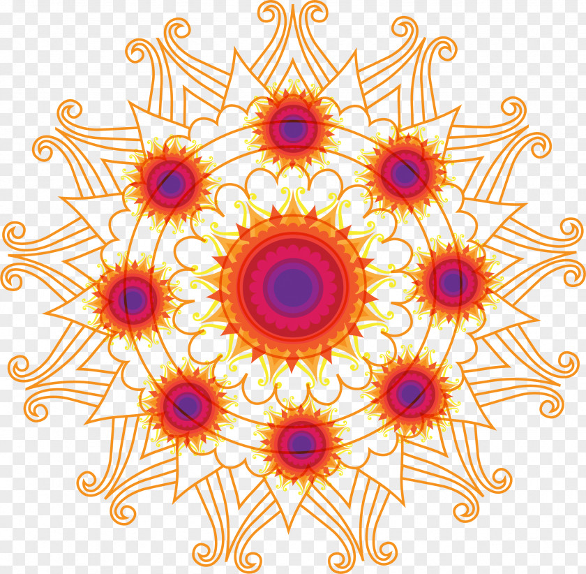 Retro Hand Painted Sun Pattern PNG