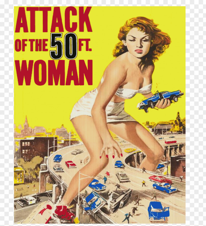 Retro Vintage Insignias Attack Of The 50 Foot Woman Allison Hayes Film Poster PNG