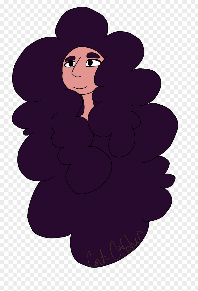 CAT Hair Cartoon Black Silhouette Purple PNG