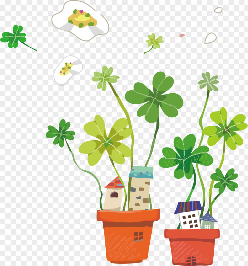 Pretty Spring Clover Creative Cartoon Illustration PNG