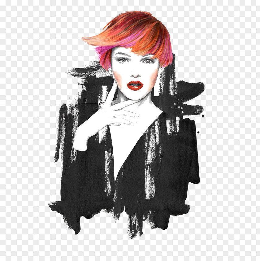 Fashion Illustration Drawing Hair PNG illustration Illustration, girl, red haired woman painting clipart PNG