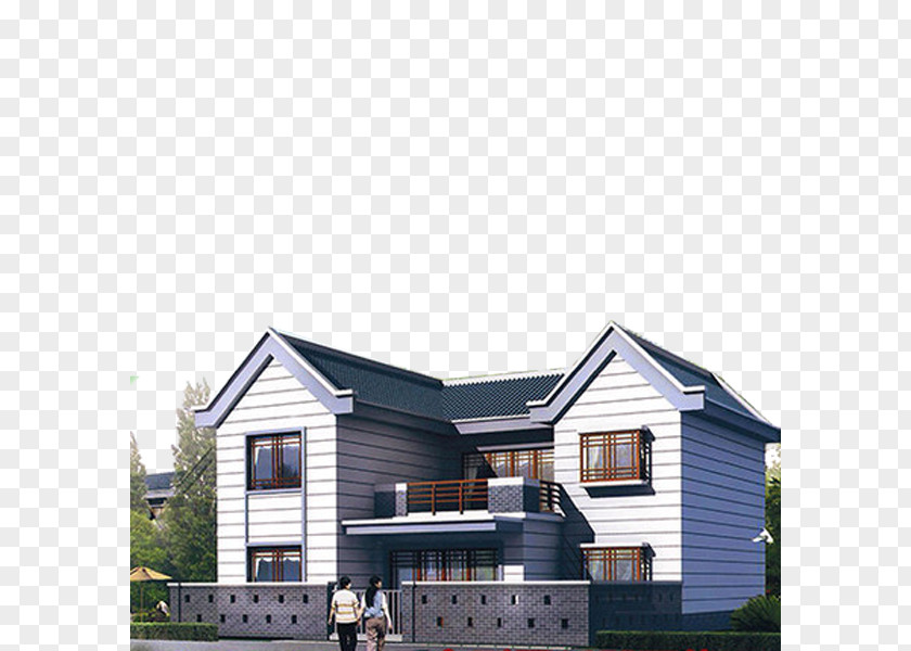 House Building Villa Facade Floor Plan PNG