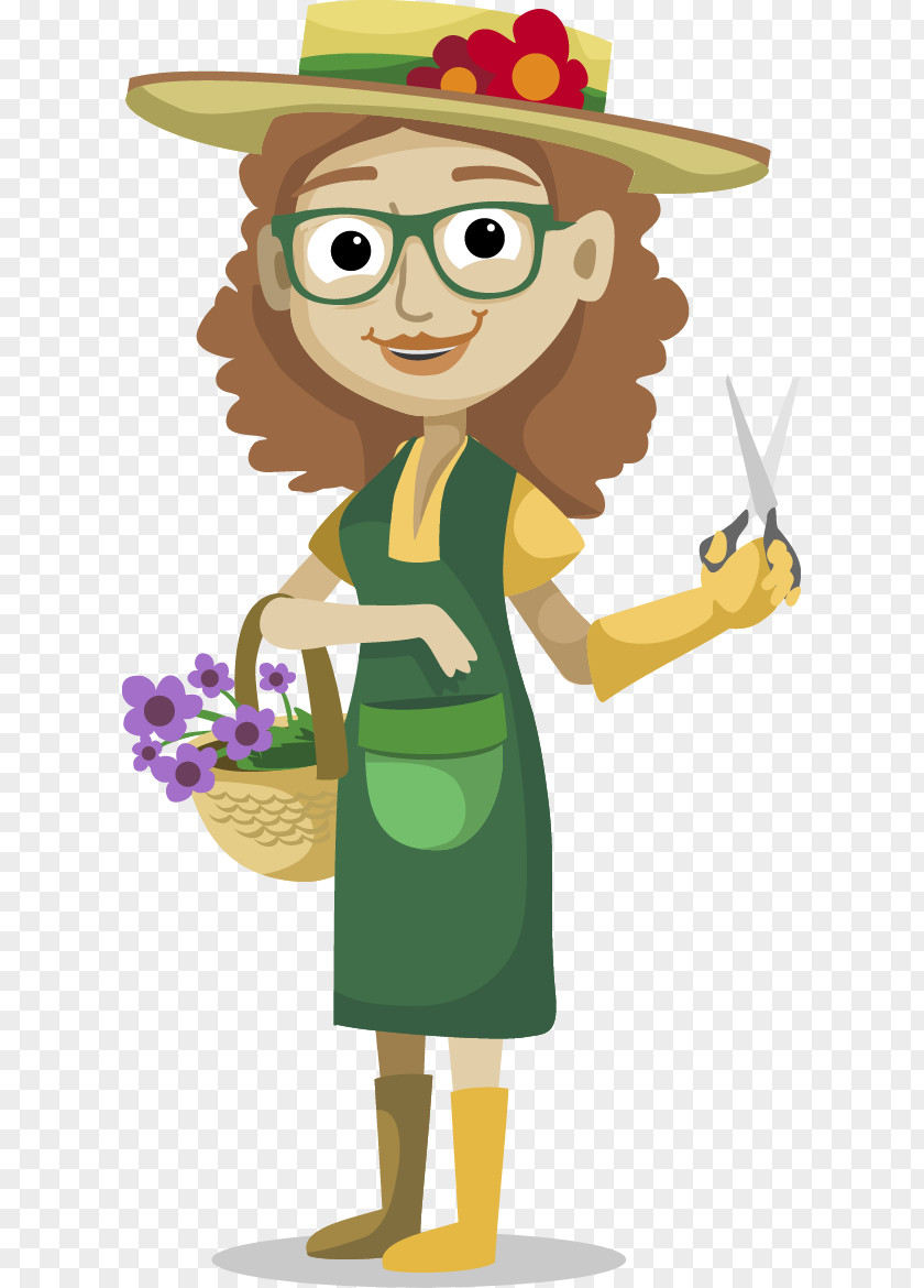 Women Vector Material Gardener Cartoon Watering Can PNG