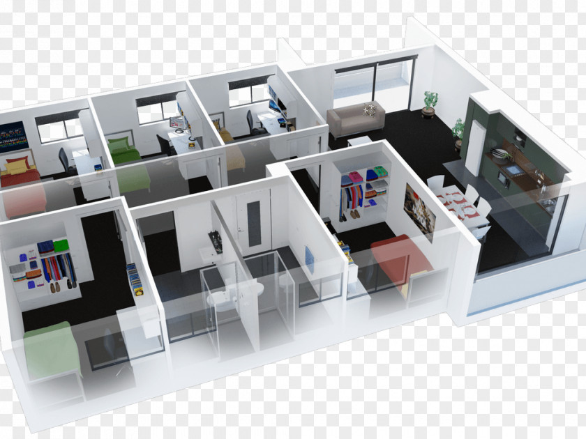 Apartment House Plan Bedroom Floor PNG