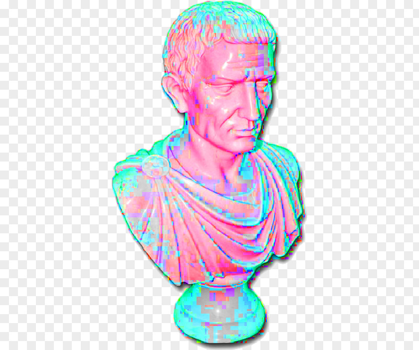 Vaporwave Bust Roman Sculpture Statue PNG