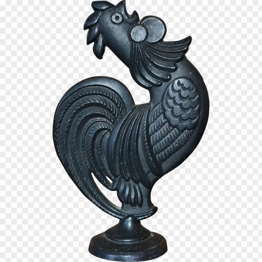 Rooster Sculpture Figurine David Cast Iron PNG