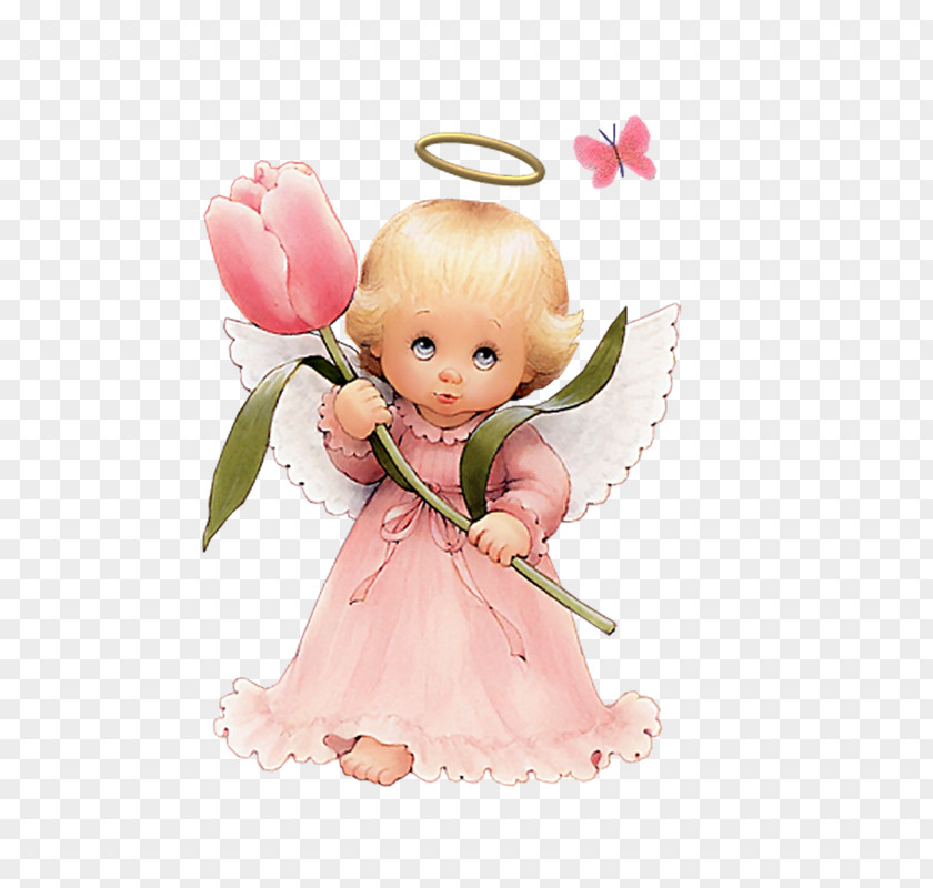 Cute Angel With Tulip Free Clipart Clip Art PNG