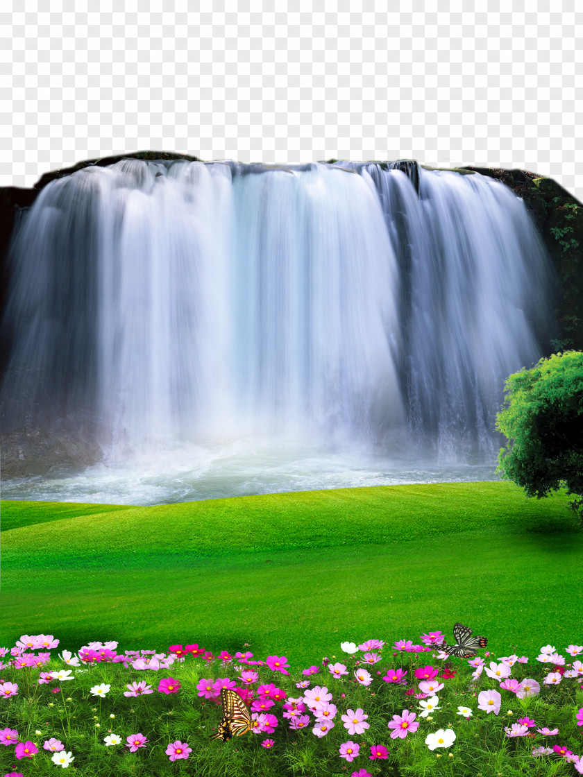 2017 Waterfall Landscape Material PNG