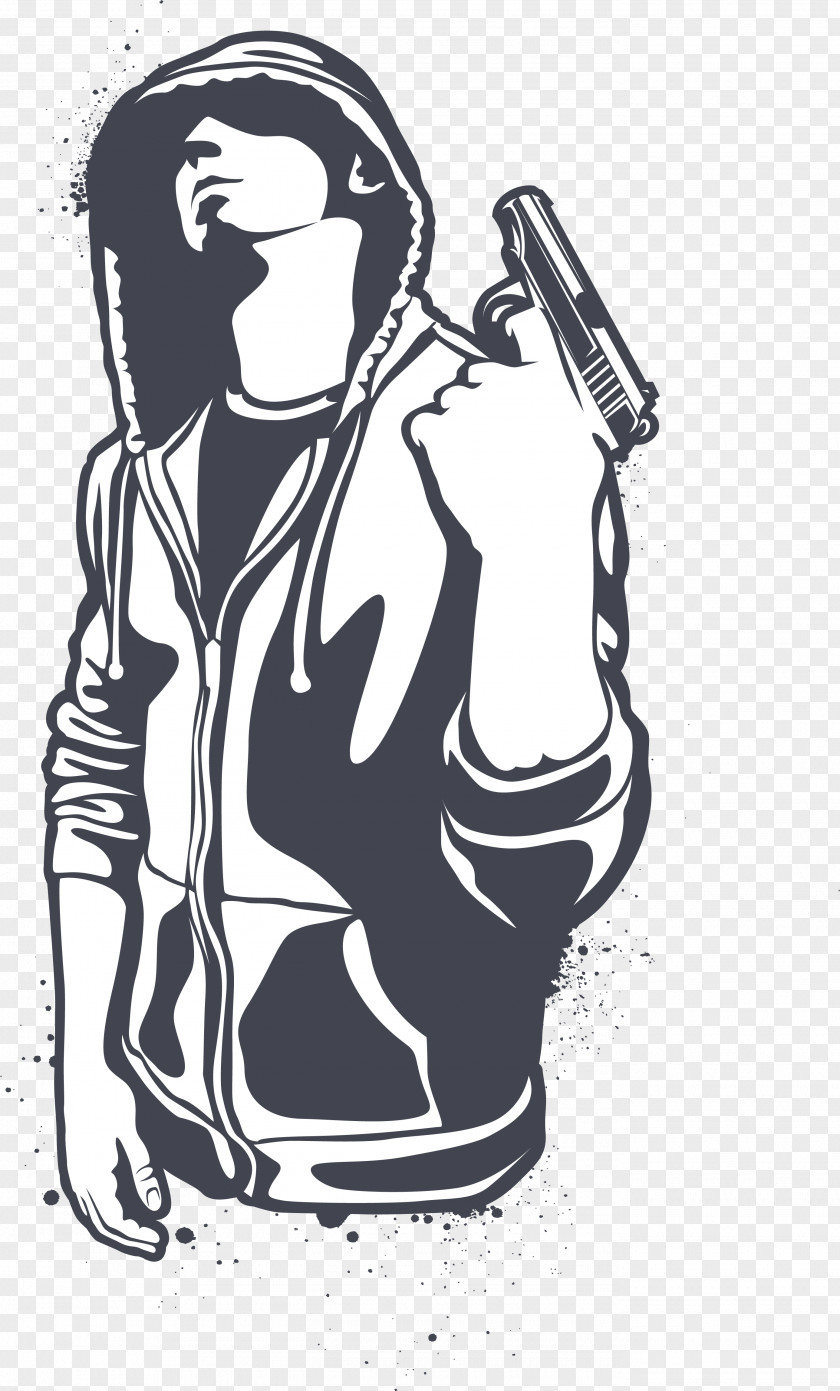 Cartoon Hand Gun Man T-shirt Sticker Boy Decal PNG