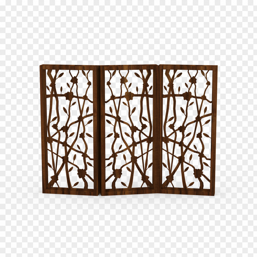 Japanese Screen With Brown Frame 3D Computer Graphics Folding PNG