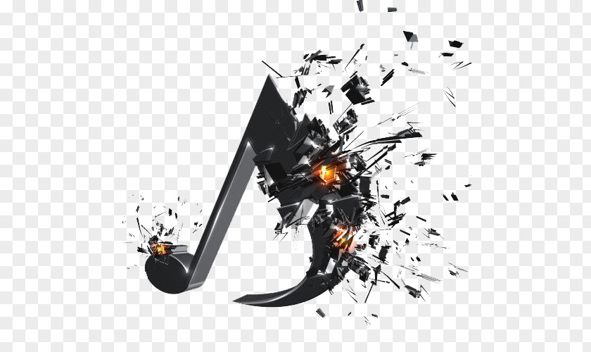 Notes Debris Musical Note 3D Computer Graphics Explosion PNG