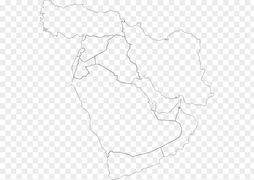 Map Line Art Middle East PNG