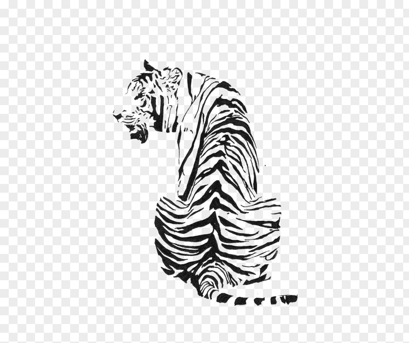 Tiger Pattern White Black And Drawing PNG
