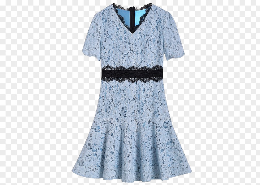 V-neck Blue Lace Dress Skirt PNG