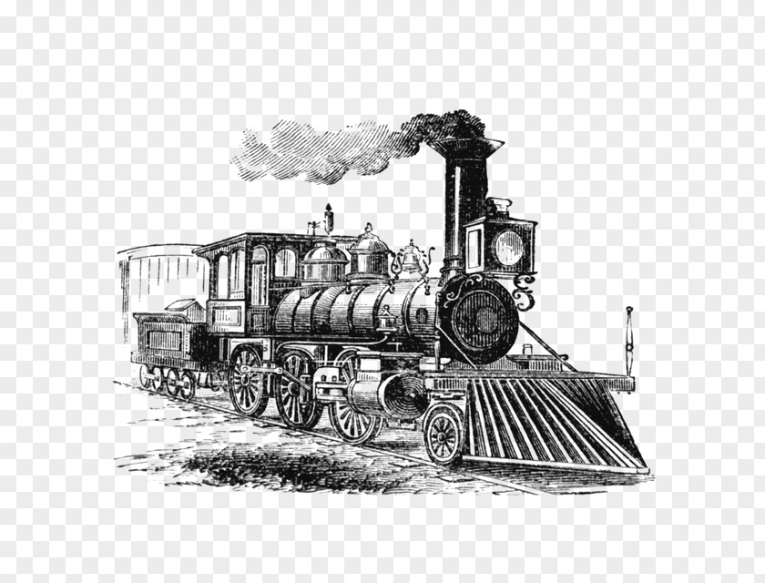 Vapor Train Rail Transport Steam Locomotive Drawing PNG