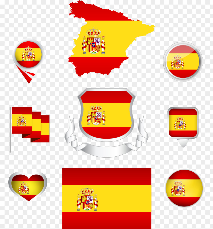 Vector Spanish Flag And Map Of Spain PNG