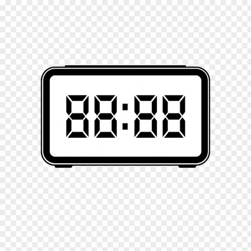 Black And White Vector Digital Clock Watch Alarm PNG