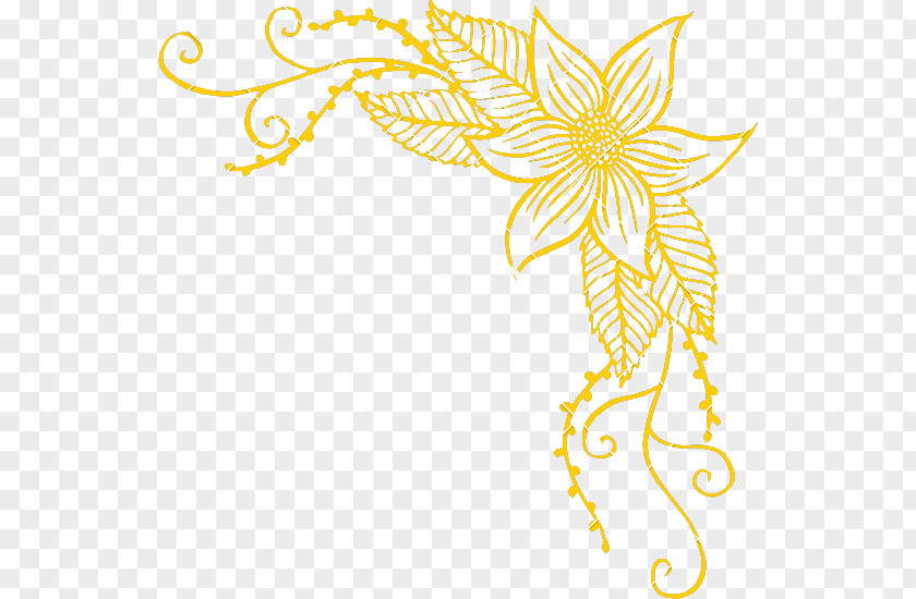 Yellow Line Art Pedicel Plant PNG