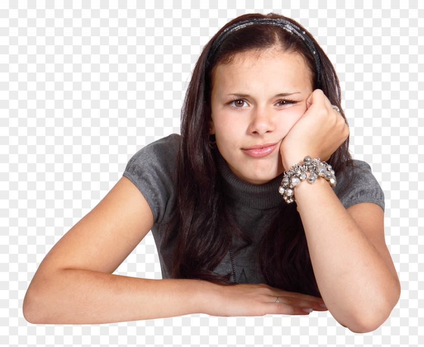 Young Woman Looking Bored And Thinking Rooting PNG