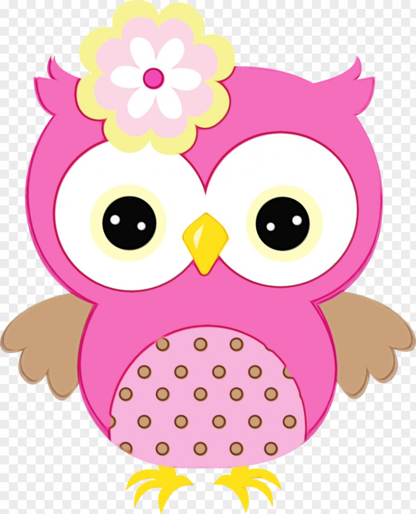 Bird Of Prey Owl Pink Cartoon PNG