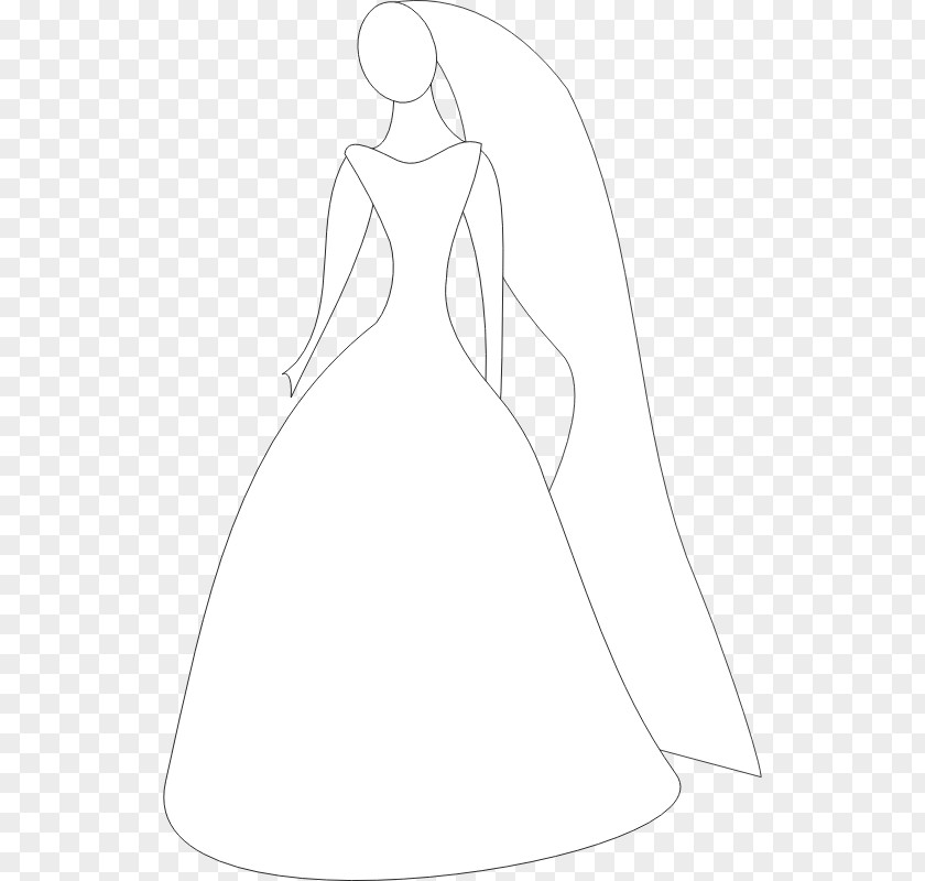 Wedding Dress Clip Art Finger Gown Character Shoulder Sketch PNG