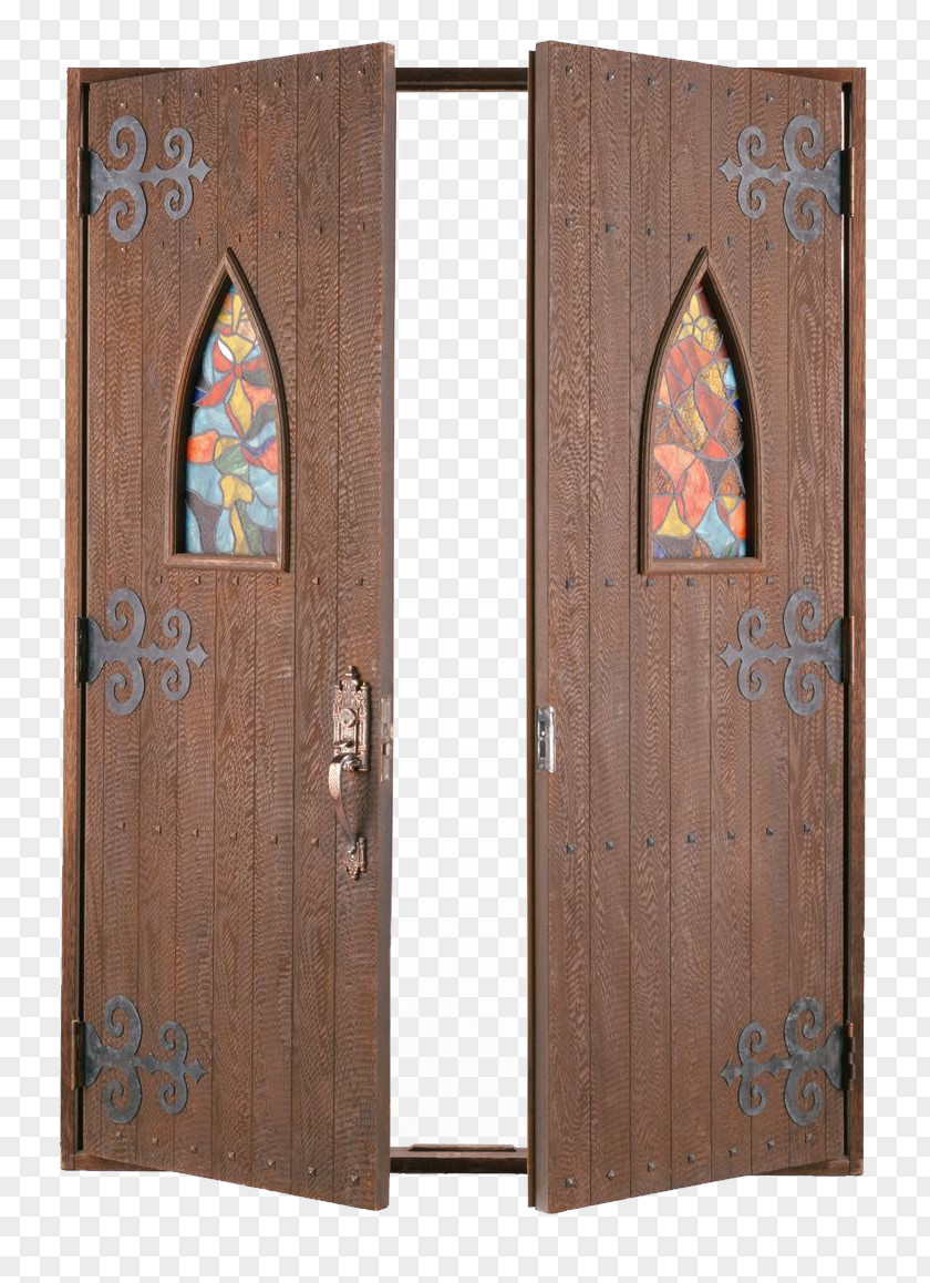 European Church Flower Glass Sliding Doors Window Door PNG