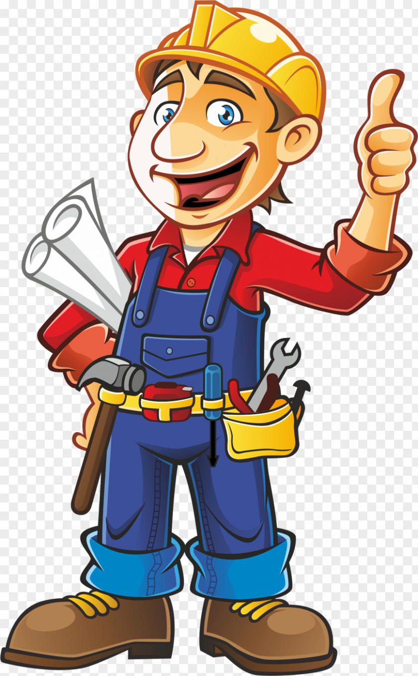 Construction Worker Architectural Engineering Cartoon Clip Art PNG