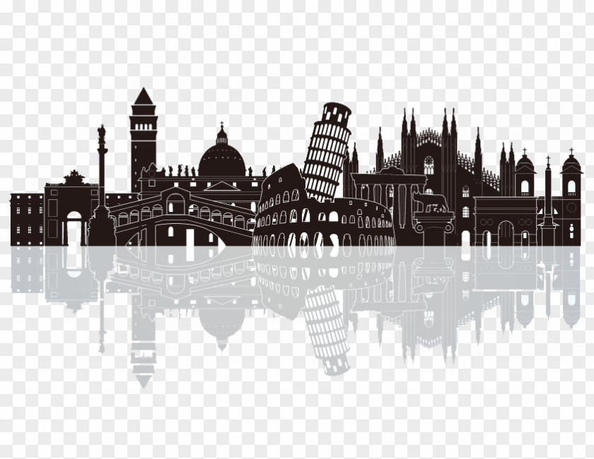 Silhouette City Milan Skyline Illustration PNG