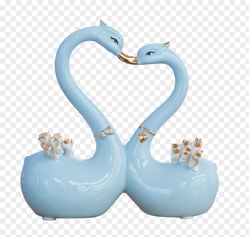 Blue Swan Decoration Cygnini Ceramic Decorative Arts Craft Porcelain PNG