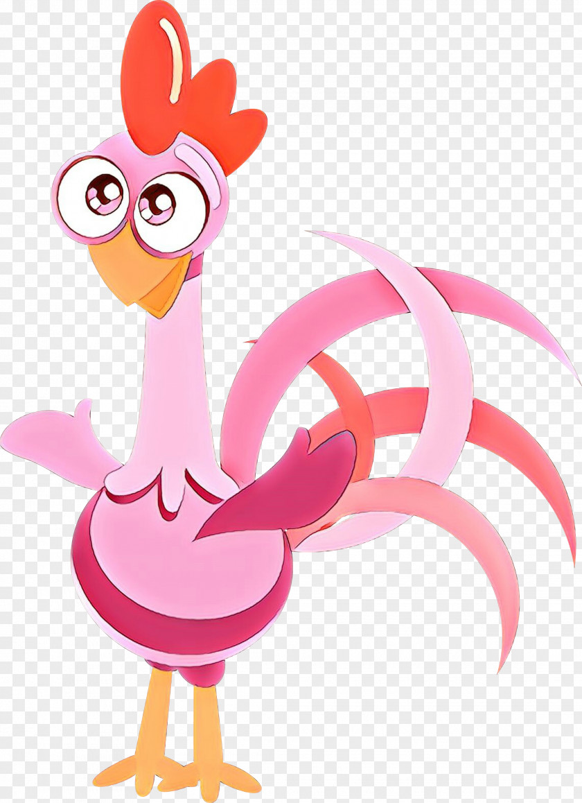 Livestock Pink Chicken Rooster Cartoon Bird Clip Art PNG
