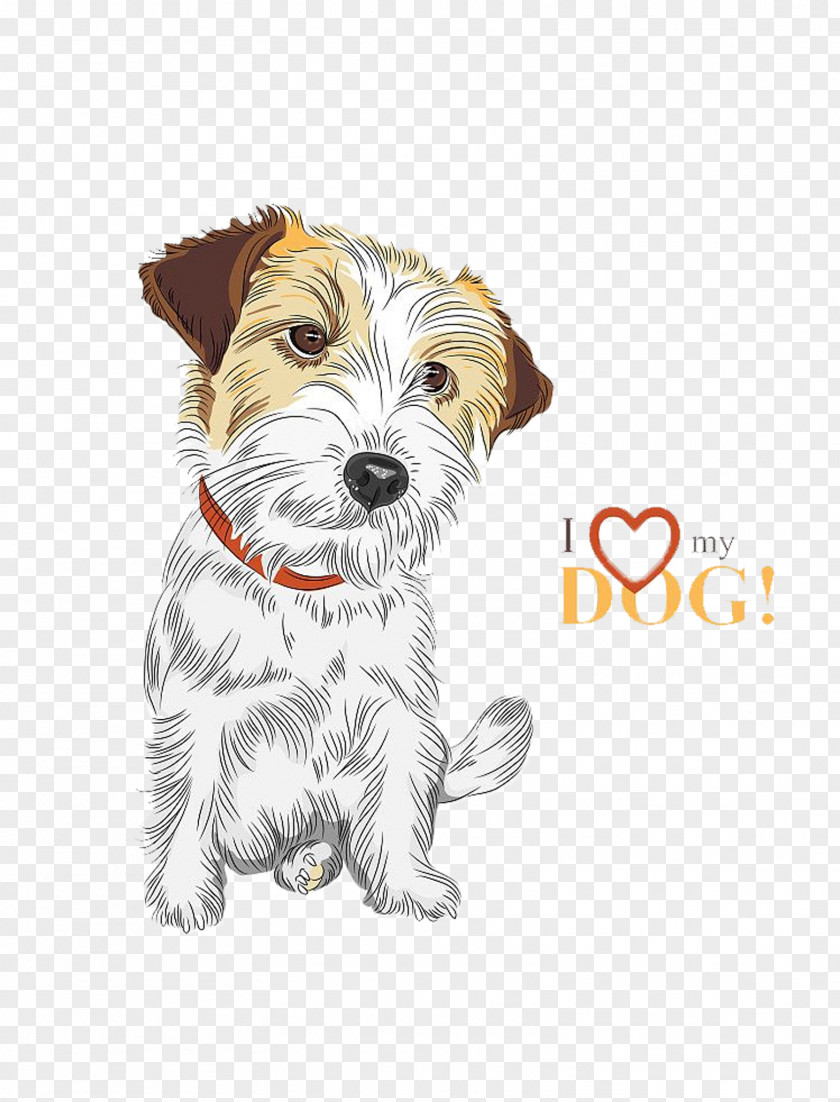 Hand-painted Lines Puppy Jack Russell Terrier Illustration PNG