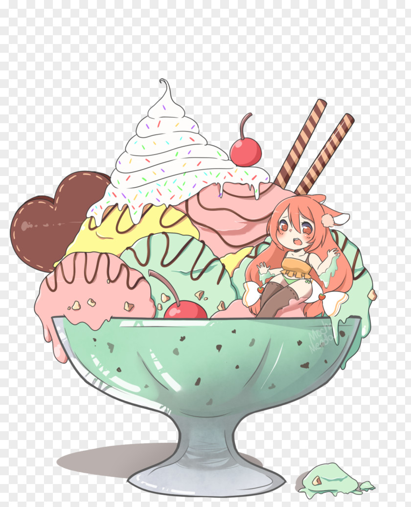Iced Mocha Sundae Ice Cream Character Clip Art PNG