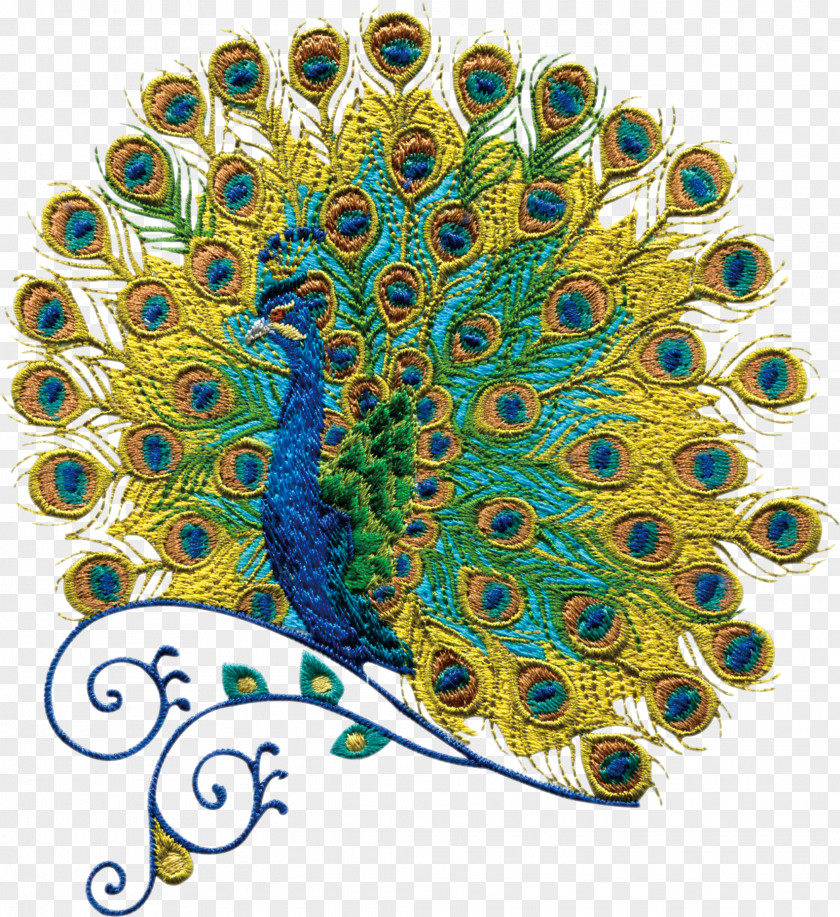 Peacock Embroidery Stitch Quilling Pattern PNG