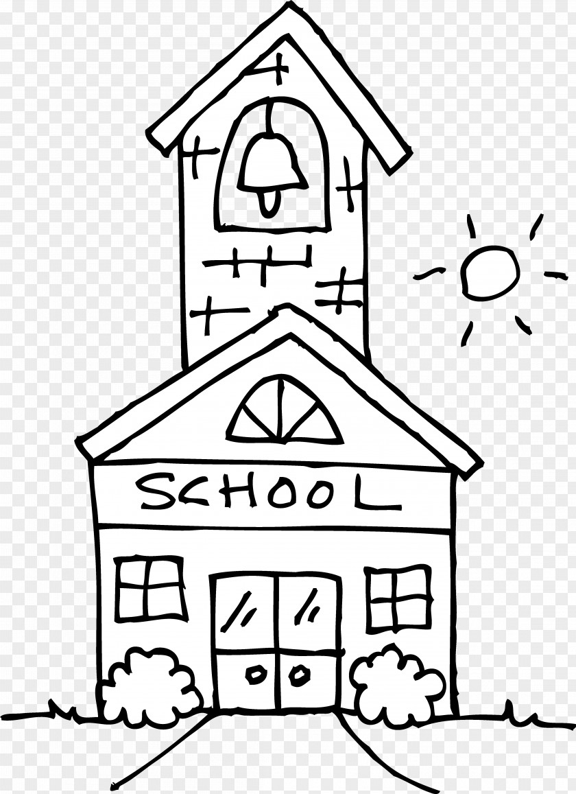 School Cliparts Outline Black And White Clip Art PNG