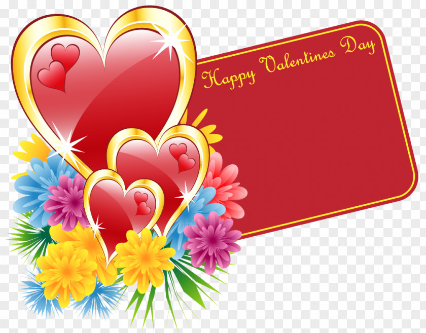 Valentine Card With Hearts And Flowers Birthday Wish Valentine's Day Friendship Husband PNG