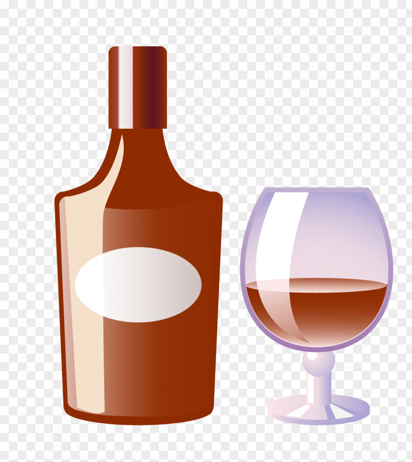 Creative Hand-painted Red Wine Bottle Sundae PNG