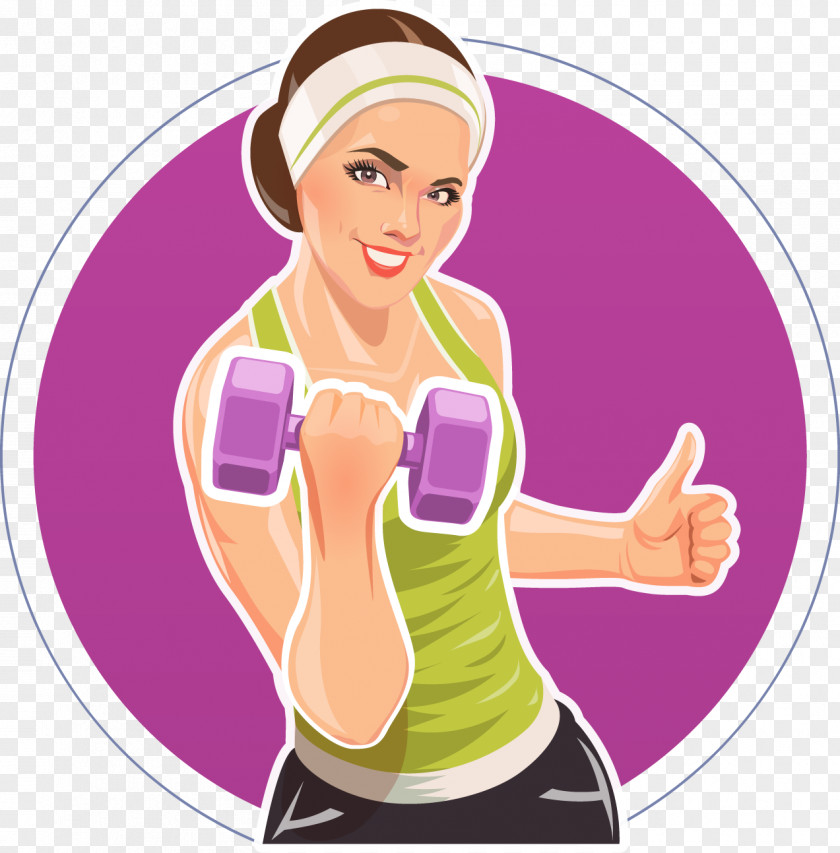 Female Fitness Daren Dumbbell Physical Barbell Illustration PNG
