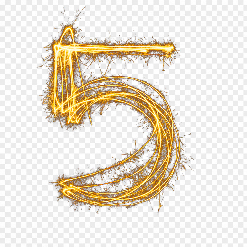 Blaze Number 5 Yellow Jewellery Font PNG