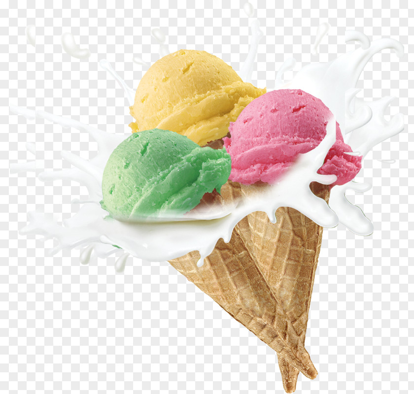Tri-color Ice Cream Cone Smoothie Neapolitan PNG