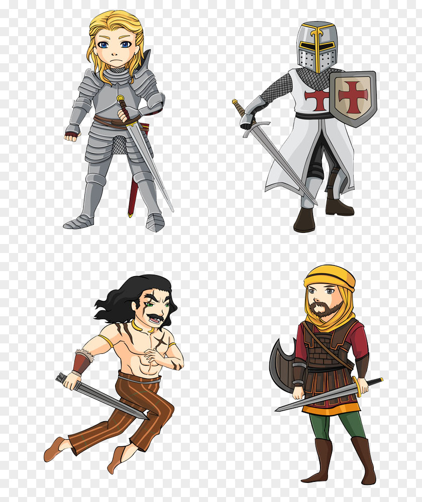 Various Types Of Soldiers Cartoon Warrior Celtic Warfare Illustration PNG