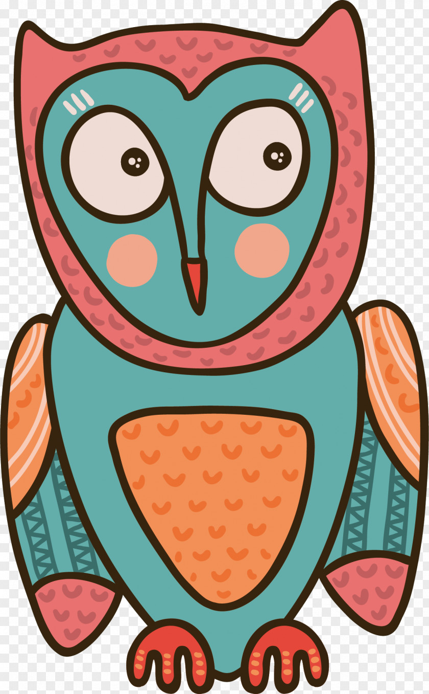 Vector Painted Cute Parrot Owl Cartoon Clip Art PNG