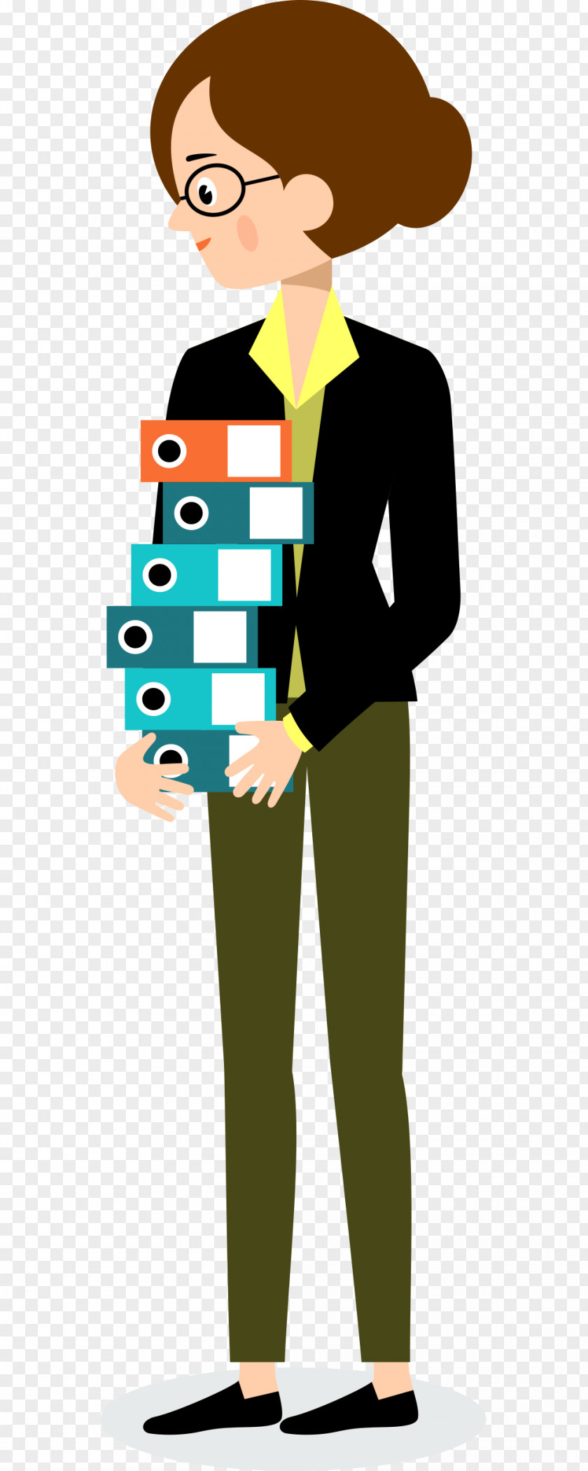 Holding A Stack Of Business Women Cartoon Illustration PNG