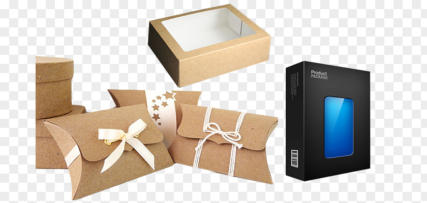 Takeout Packaging Kraft Paper Box And Labeling PNG