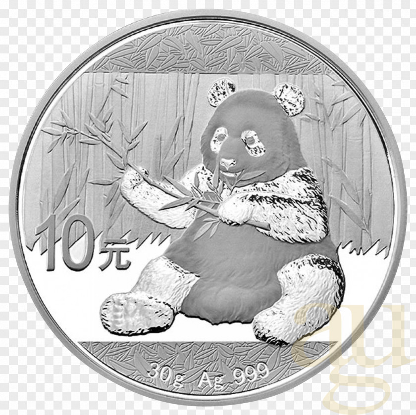Silver Giant Panda Chinese Bullion Coin Gold PNG