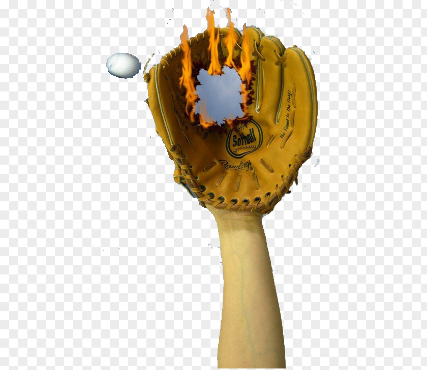 Burning Baseball Glove Foul Ball PNG