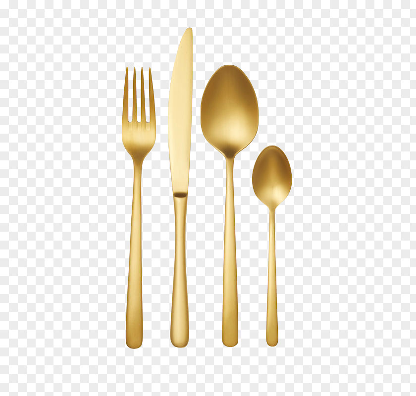 Gold Cutlery Sava & Co Fork Table Knife PNG
